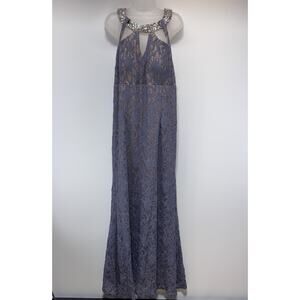 Deb Glitter Lace Lavender Formal Halter Gown Lined Women’s Size 18 NWT